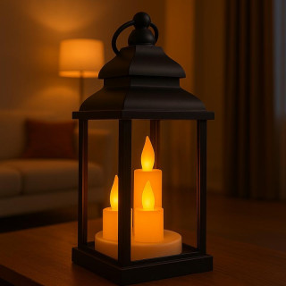 Črna LED svetilka z imitacijo sveče 10 x 22 cm