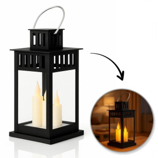 Črna LED svetilka z imitacijo sveče 8 x 15 cm