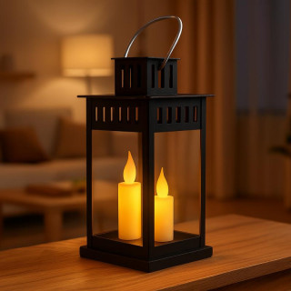 Črna LED svetilka z imitacijo sveče 8 x 15 cm