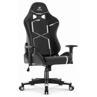 Črno-bel usnjen igralni stol HELLS CHAIR HC-2001