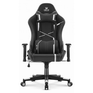 Črno-bel usnjen igralni stol HELLS CHAIR HC-2001