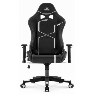 Črno-bel usnjen igralni stol HELLS CHAIR HC-2001