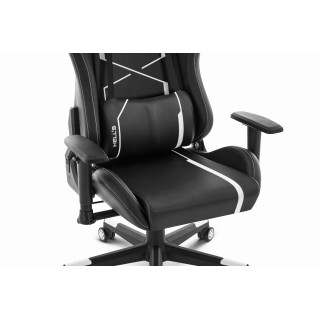 Črno-bel usnjen igralni stol HELLS CHAIR HC-2001