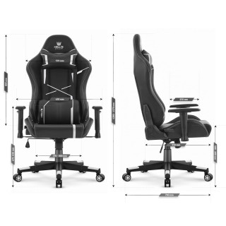 Črno-bel usnjen igralni stol HELLS CHAIR HC-2001