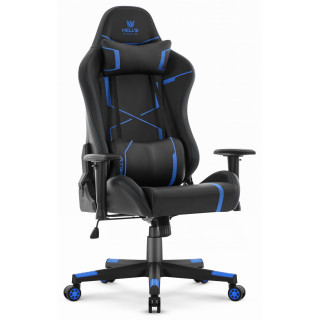 Črno-moder usnjen igralni stol HELLS CHAIR HC-2001