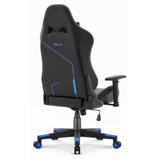 Črno-moder usnjen igralni stol HELLS CHAIR HC-2001
