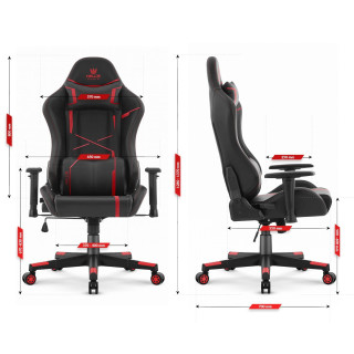 Usnjen črno-rdeč igralni stol HELLS CHAIR HC-2001