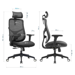 Vrtljiv ergonomski pisarniški stol ERGONOBLE 3051