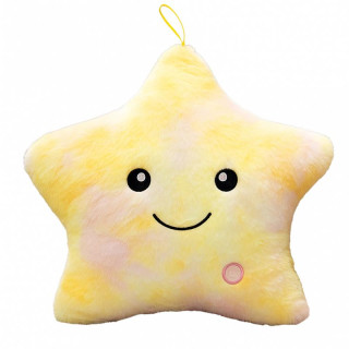 Rumena žametna blazina v obliki zvezde - 40x35 cm