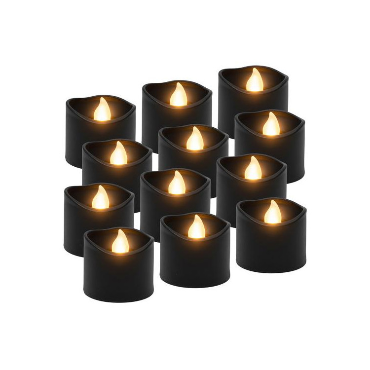 Črne LED svečke 12 kosov 3,6 cm