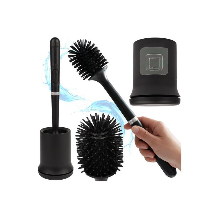 Črna silikonska straniščna krtača