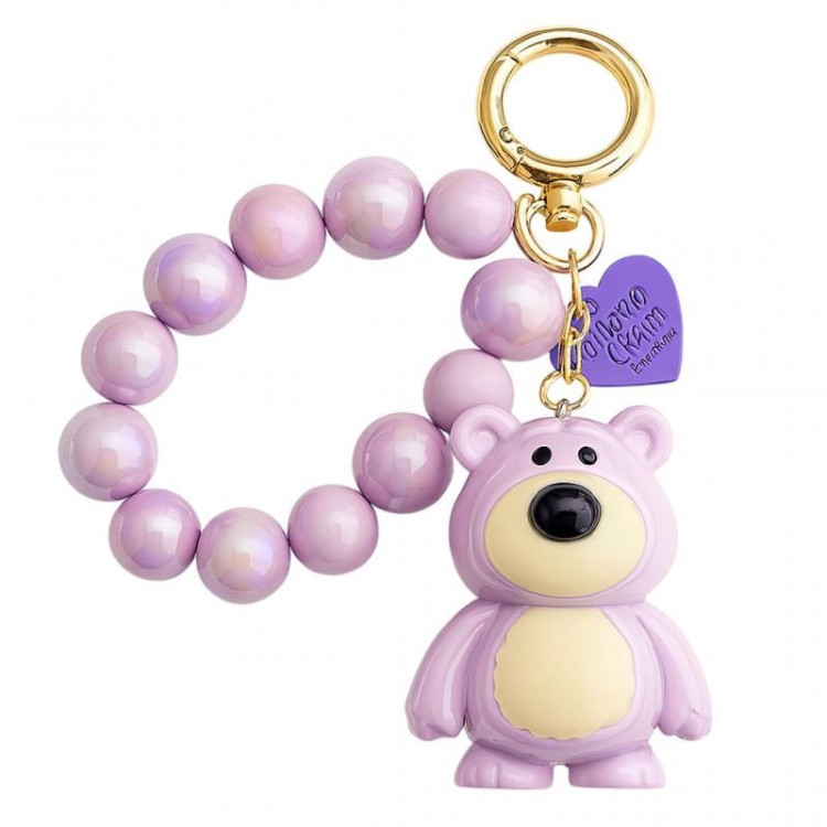 Vijoličen obesek z biseri in medvedkom