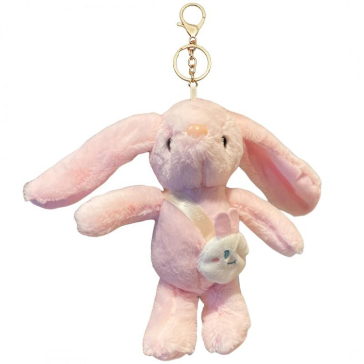 Obesek s plišastim roza zajčkom