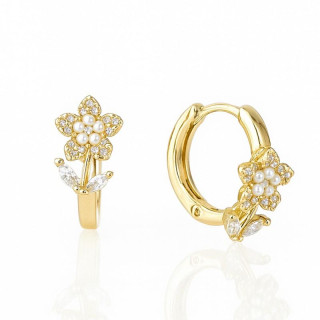Pozlačeni uhani s cvetlico in cirkoni