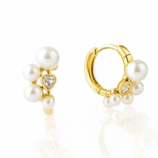 Pozlačeni ženski uhani z biseri