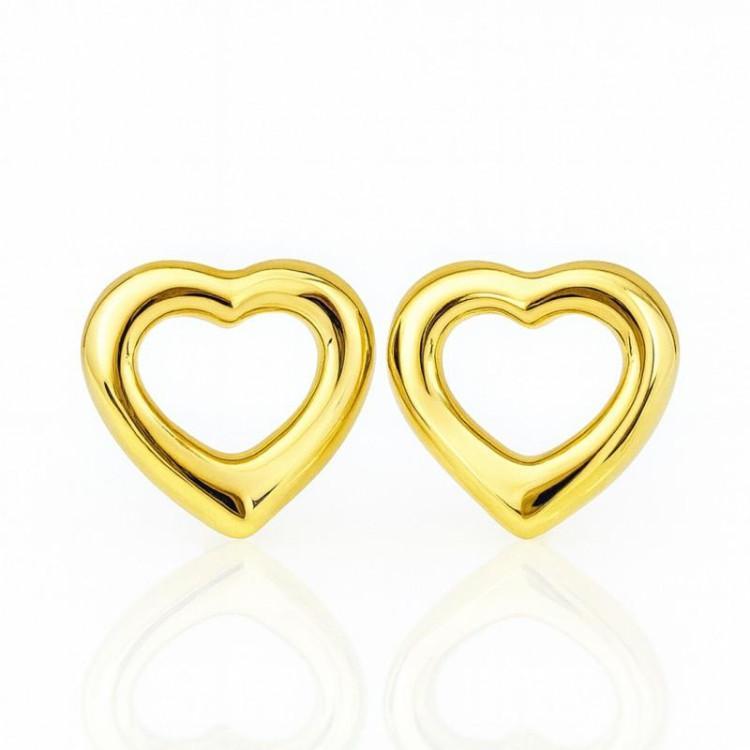 Ženski pozlačeni uhani v obliki srca