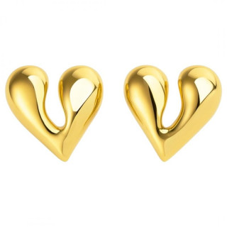 Pozlačeni ženski uhani v obliki srca