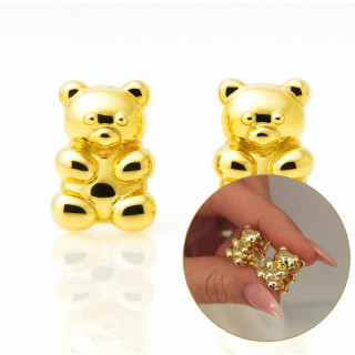 Ženski pozlačeni uhani v obliki medveda