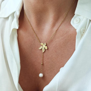 Ženska ogrlica s cvetjem in biserom