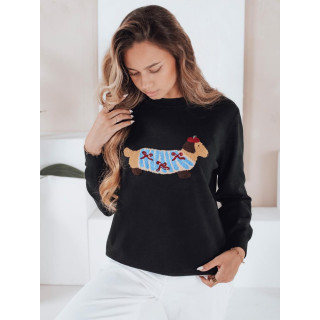Ženski črni pulover s psom MY2541