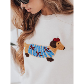 Ženski pulover s psom v krem barvi MY2542