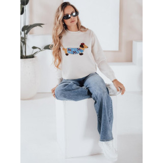 Ženski pulover s psom v krem barvi MY2542