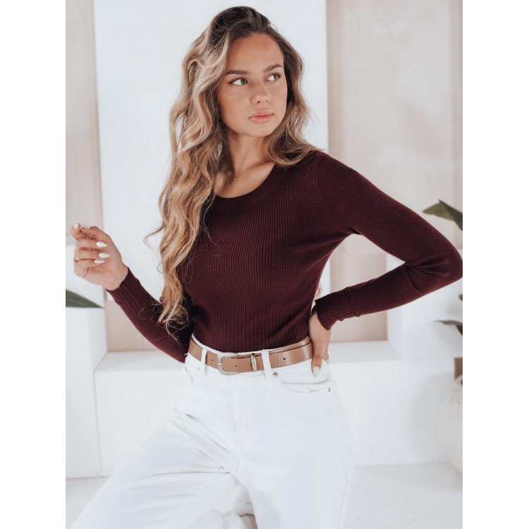 Ženski bordo rebrast pulover MY2493