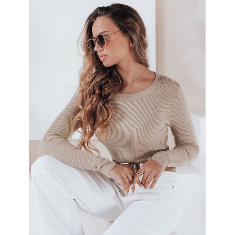 Bež ženski rebrast pulover MY2496