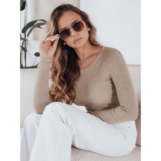 Bež ženski rebrast pulover MY2496