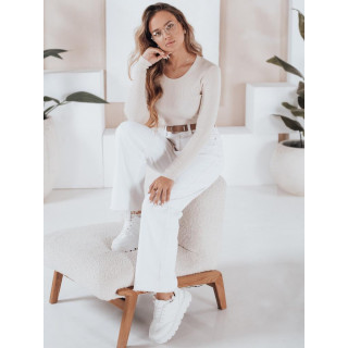 Ženski rebrast pulover, ecru barva MY2495