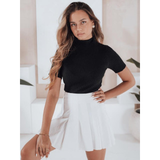 Črn rebrast pulover s kratkimi rokavi MY2552