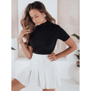 Črn rebrast pulover s kratkimi rokavi MY2552