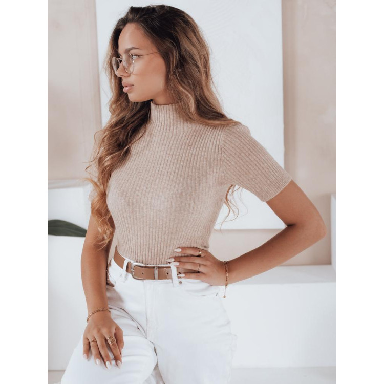 Rebrast bež pulover s kratkimi rokavi MY2553