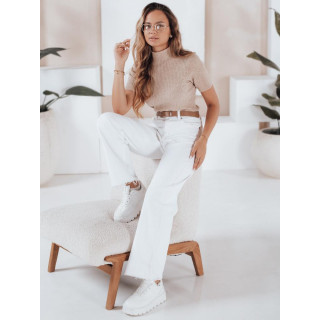 Rebrast bež pulover s kratkimi rokavi MY2553