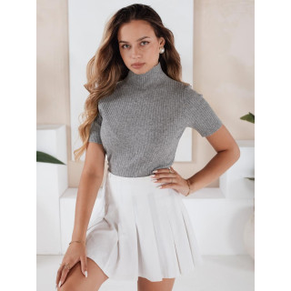 Siv rebrast pulover s kratkimi rokavi MY2551