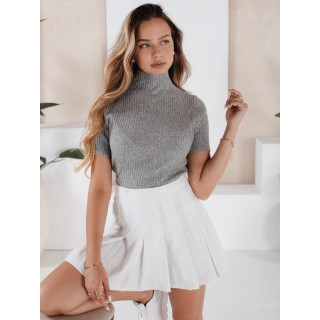 Siv rebrast pulover s kratkimi rokavi MY2551