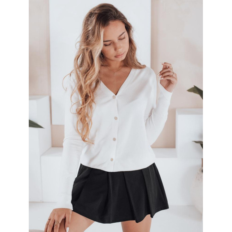 Ženski beli pulover z gumbi MY2497