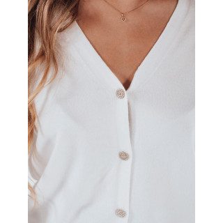 Ženski beli pulover z gumbi MY2497