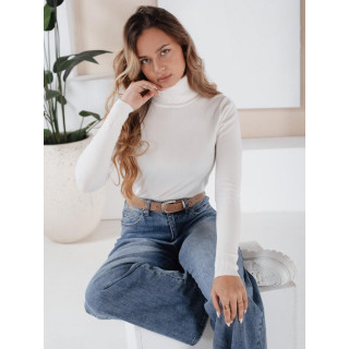 Ženski beli pulover z ovratnikom MY2491