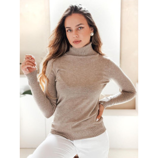 Ženski bež pulover z ovratnikom MY2489