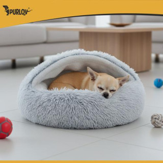 Siva plišasta postelja za psa/mačko