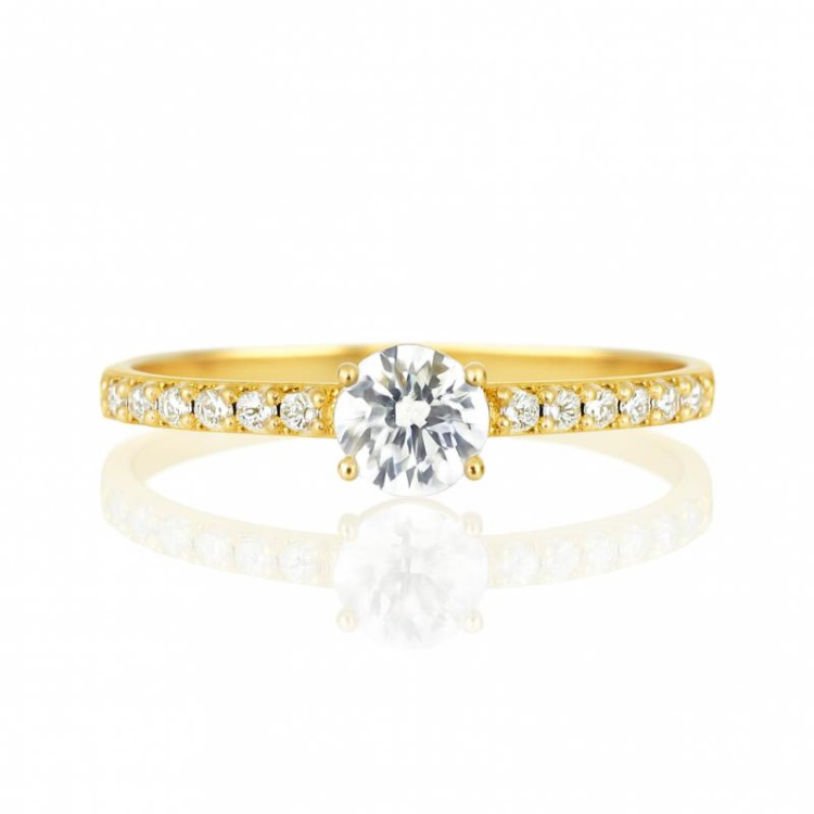 Ženski pozlačen prstan s cirkoni