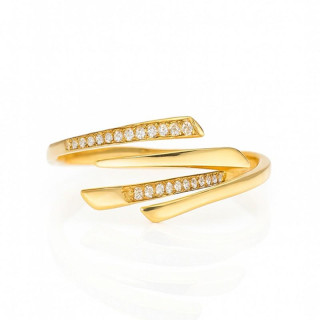 Ženski pozlačen prstan s cirkoni