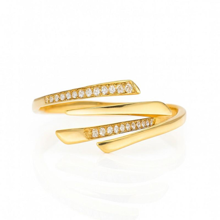 Ženski pozlačen prstan s cirkoni