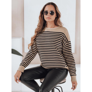 Rjav ženski črtast pulover MY2525