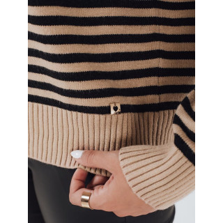 Rjav ženski črtast pulover MY2525