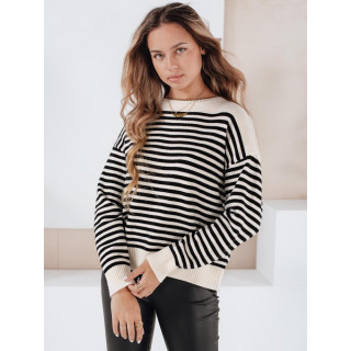 Ženski bež črtasti pulover MY2523