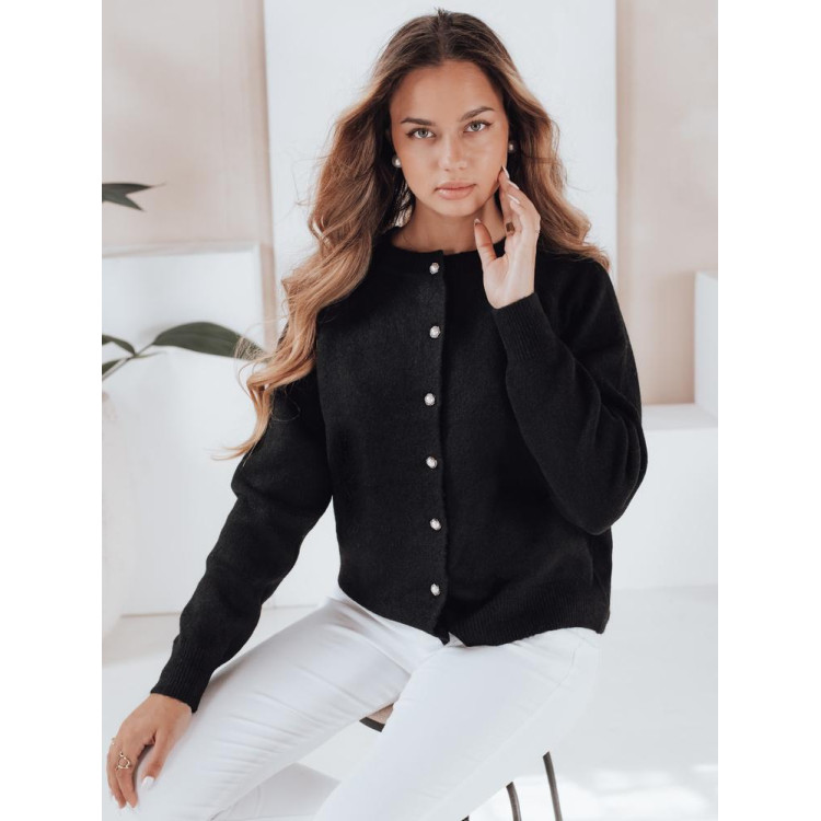 Ženski črni pulover z gumbi MY2512