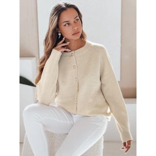 Ženski pulover z gumbi, ekru barva MY2515