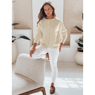 Ženski pulover z gumbi, ekru barva MY2515